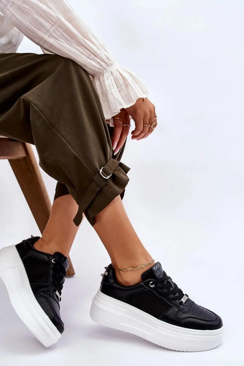 Damskie Klasyczne Buty Sportowe LL2N4061 Czarne Damskie Sneakersy Damskie