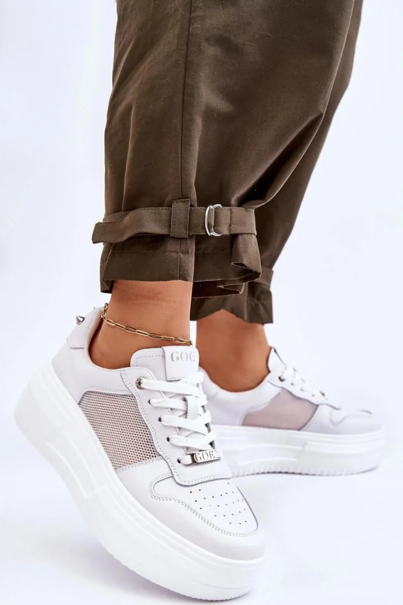Hot GOE Damskie Klasyczne Buty Sportowe LL2N4060 Białe Biały