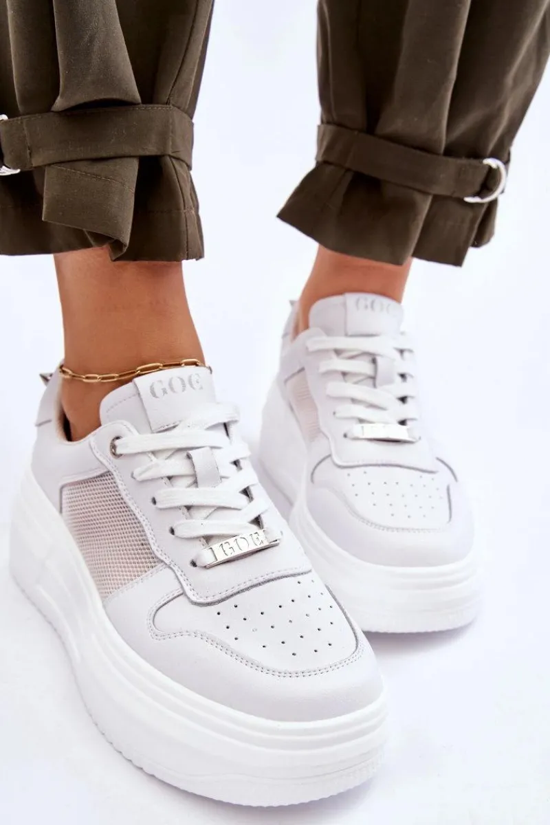 Hot GOE Damskie Klasyczne Buty Sportowe LL2N4060 Białe Biały