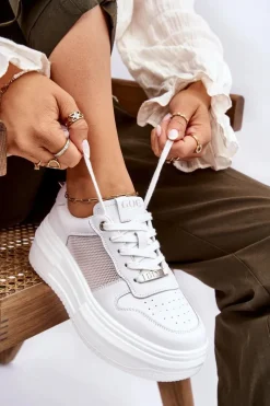 Hot GOE Damskie Klasyczne Buty Sportowe LL2N4060 Białe Biały