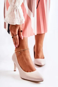 Online Buty Sergio Leone Damskie Klasyczne Czółenka Perłowe Beżowe Semprella