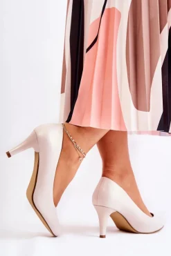 Online Buty Sergio Leone Damskie Klasyczne Czółenka Perłowe Beżowe Semprella