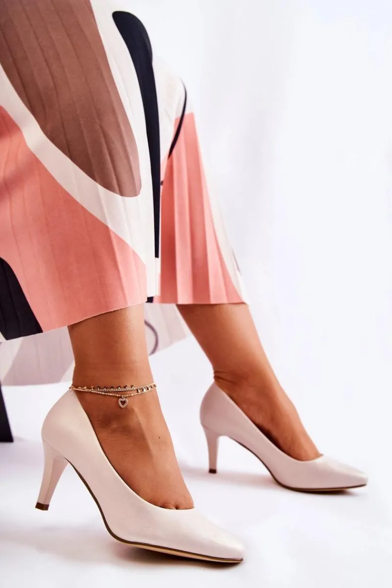 Online Buty Sergio Leone Damskie Klasyczne Czółenka Perłowe Beżowe Semprella