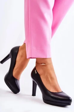 Discount Damskie Klasyczne Czółenka Na Platformie Czarne Alivene Damskie Czółenka Klasyczne