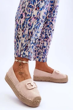 Outlet Boto Damskie Klasyczne Espadryle Na Platformie Beżowe Maurine