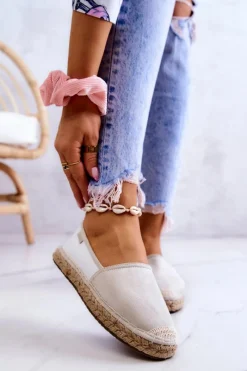 Czarne Espadryle>Big Star Shoes Damskie Klasyczne Espadryle Big Star JJ274951 Biało-Szare