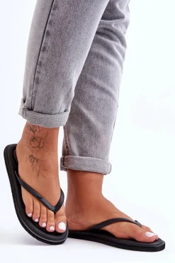 Damskie Klasyczne Japonki SS23FFLIF067-20S Czarne Damskie Klapki Damskie Japonki|Klapki Damskie Klasyczne