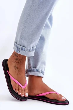 Klapki Damskie Japonki|Klapki Damskie Klasyczne>4F Damskie Klasyczne Japonki SS23FFLIF067-21S Czarno-Różowe