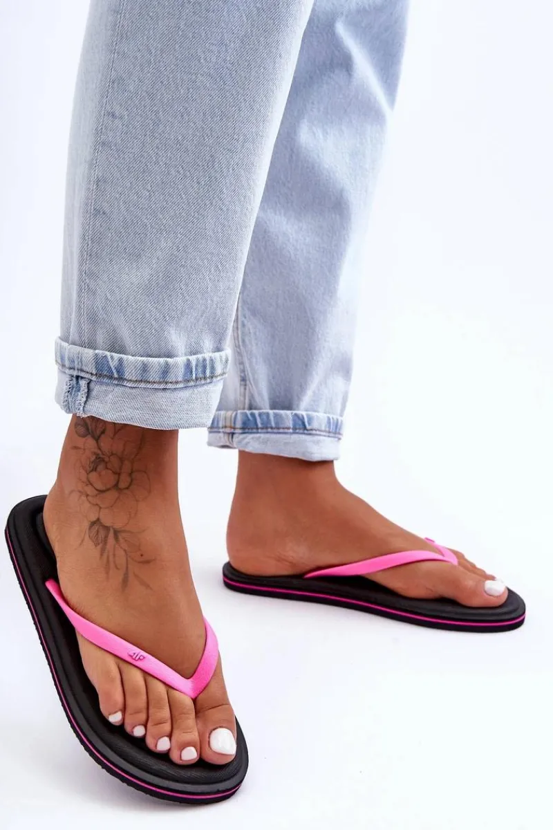 Klapki Damskie Japonki|Klapki Damskie Klasyczne>4F Damskie Klasyczne Japonki SS23FFLIF067-21S Czarno-Różowe