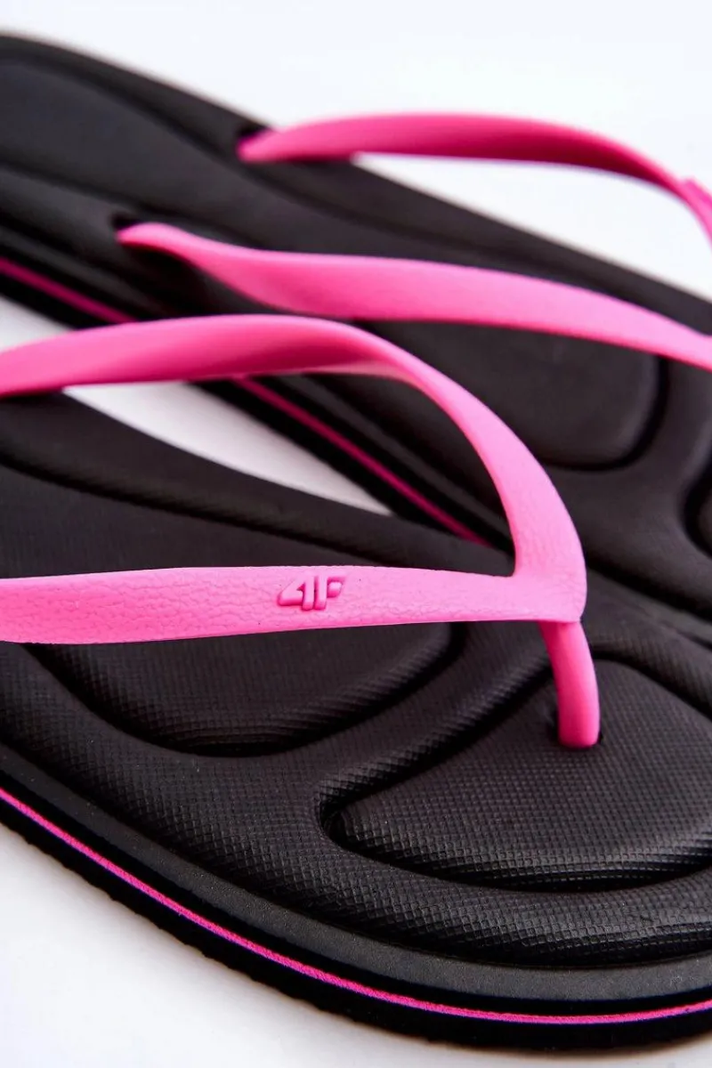 Klapki Damskie Japonki|Klapki Damskie Klasyczne>4F Damskie Klasyczne Japonki SS23FFLIF067-21S Czarno-Różowe