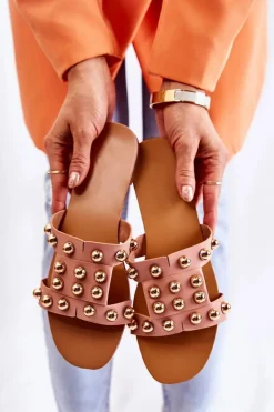 Clearance Boto Damskie Klasyczne Klapki Z Ozdobami Różowe Scotlyn