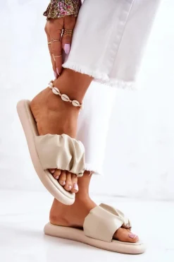 Sale Damskie buty S.Barski Damskie Klasyczne Klapki Beżowe Feline