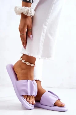 Klapki Damskie Klasyczne>Damskie buty S.Barski Damskie Klasyczne Klapki Fioletowe Feline Fioletowy