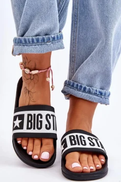 Clearance Damskie Klasyczne Klapki Big Star LL274739 Czarne Damskie Klapki Sportowe|Klapki Damskie Big Star