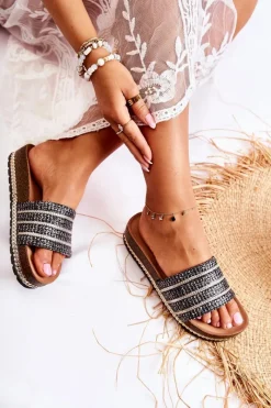 Clearance Damskie Klasyczne Klapki Z Łańcuszkiem Czarne Maddy Damskie Klapki Damskie Klasyczne