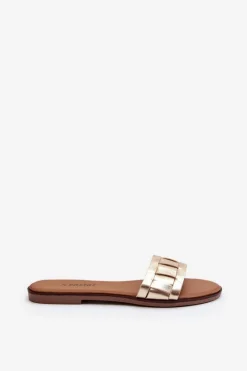 Clearance Boto Damskie Klasyczne Klapki Na Płaskim Obcasie Złote Namrita