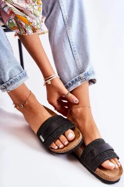 Klapki Damskie Klasyczne>INBLU Damskie Klasyczne Klapki NM000025 Czarne