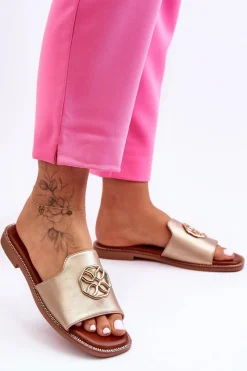 Online Boto Damskie Klasyczne Klapki Na Płaskim Obcasie Złote Larotte