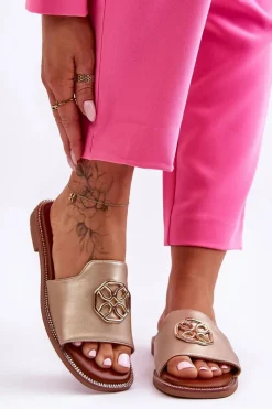 Online Boto Damskie Klasyczne Klapki Na Płaskim Obcasie Złote Larotte