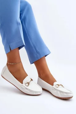 Best Damskie Klasyczne Mokasyny Z Ozdobą Białe Ainslee Damskie Mokasyny Damskie Skórzane
