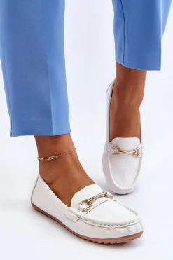 Best Damskie Klasyczne Mokasyny Z Ozdobą Białe Ainslee Damskie Mokasyny Damskie Skórzane