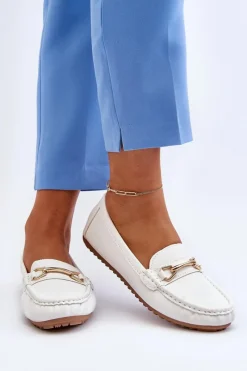 Best Damskie Klasyczne Mokasyny Z Ozdobą Białe Ainslee Damskie Mokasyny Damskie Skórzane