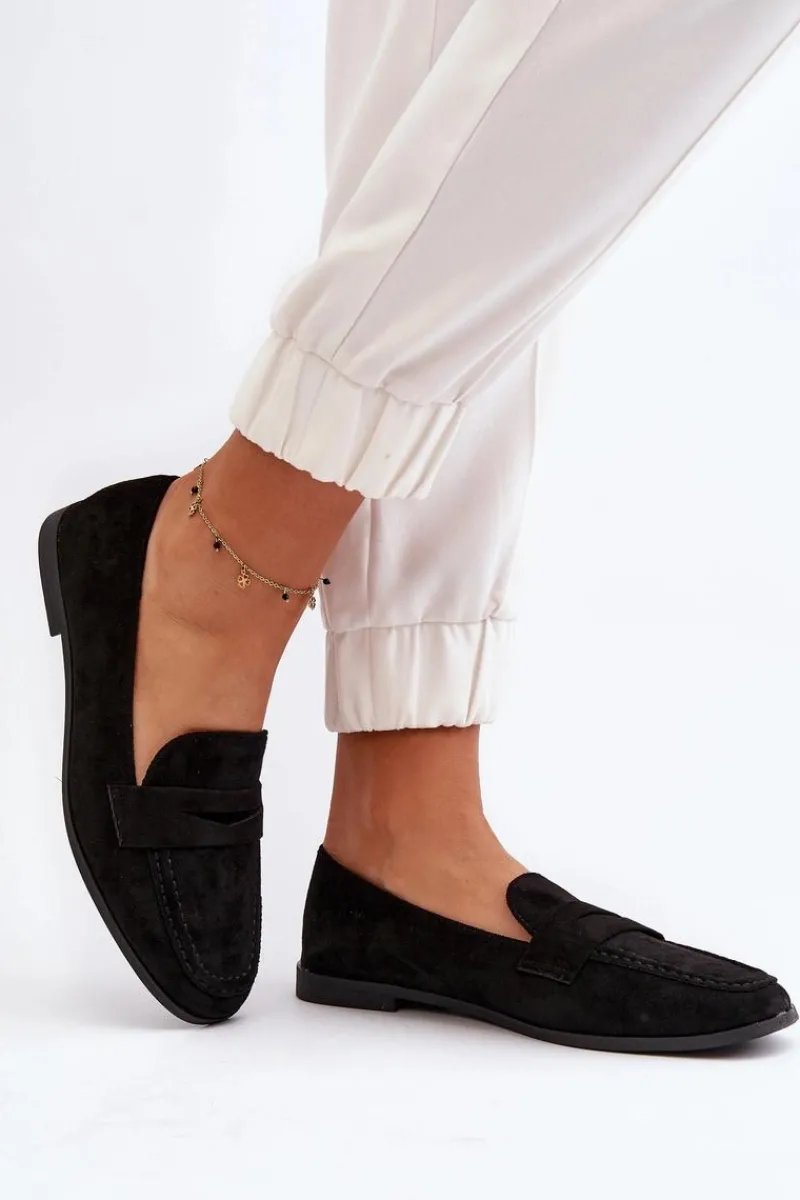 Damskie Klasyczne Mokasyny Czarne Olevin Damskie Loafersy Damskie|Mokasyny Damskie Zamszowe