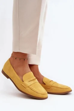 Sale Boto Damskie Klasyczne Mokasyny Żółte Olevin
