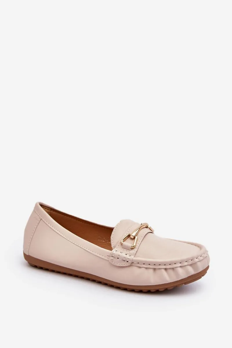 Sale Damskie Klasyczne Mokasyny Z Ozdobą Beżowe Ainslee Damskie Loafersy Damskie|Mokasyny Damskie Skórzane