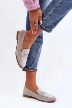 New Boto Damskie Klasyczne Mokasyny Szare Olevin