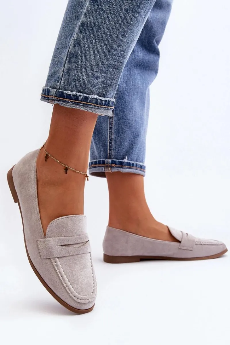 New Boto Damskie Klasyczne Mokasyny Szare Olevin