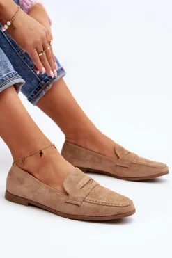 Sale Damskie Klasyczne Mokasyny Ciemnobeżowe Olevin Damskie Loafersy Damskie|Mokasyny Damskie Zamszowe