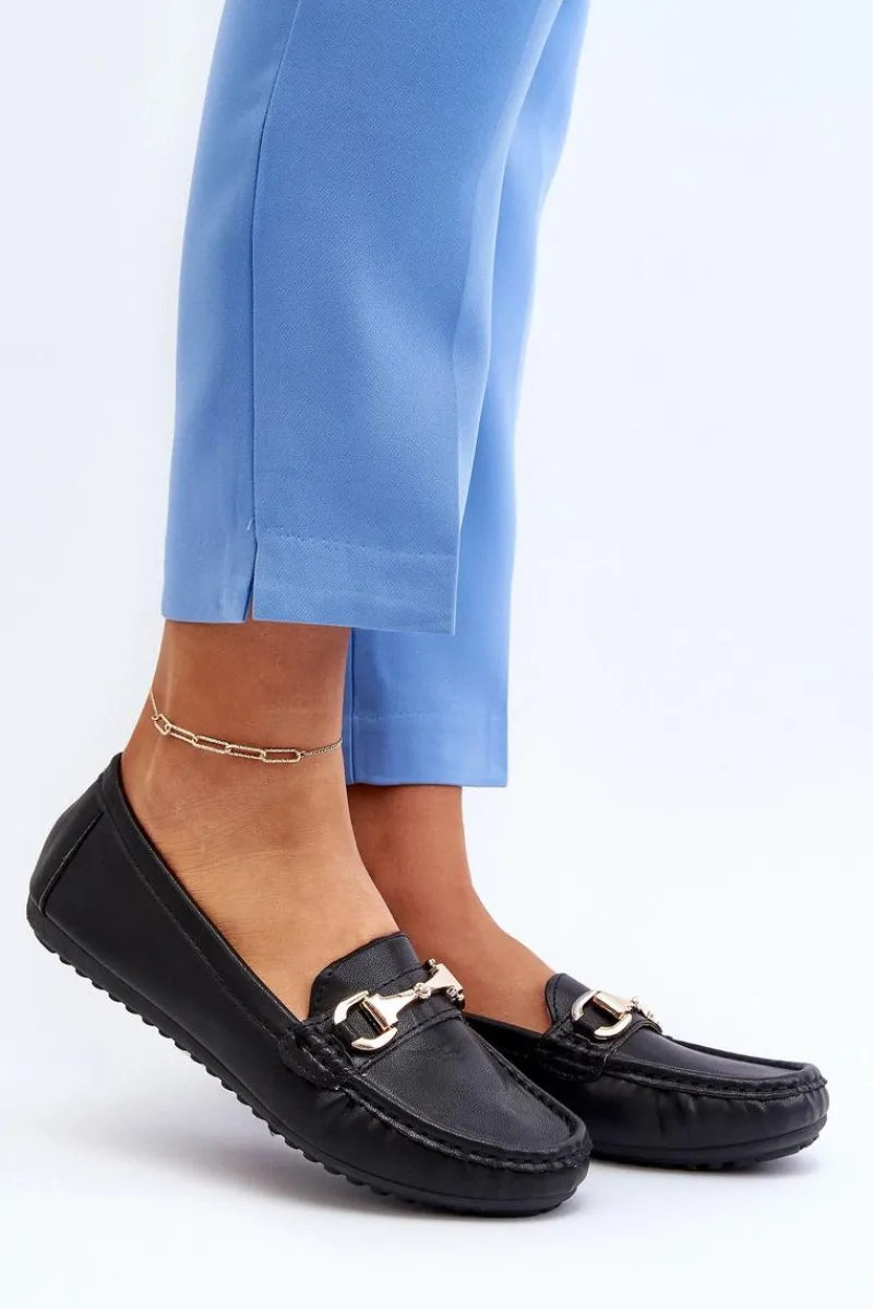 Outlet Damskie Klasyczne Mokasyny Eko Skórzane Czarne Demese Damskie Loafersy Damskie|Mokasyny Damskie Skórzane