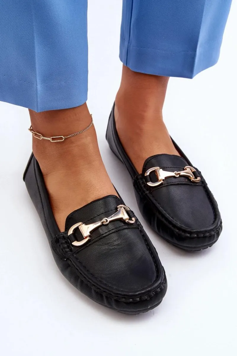 Outlet Damskie Klasyczne Mokasyny Eko Skórzane Czarne Demese Damskie Loafersy Damskie|Mokasyny Damskie Skórzane