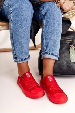 Trampki Damskie Big Star|Trampki Damskie Niskie>Big Star Shoes Damskie Klasyczne Niskie Trampki BIG STAR AA274007 Czerwone