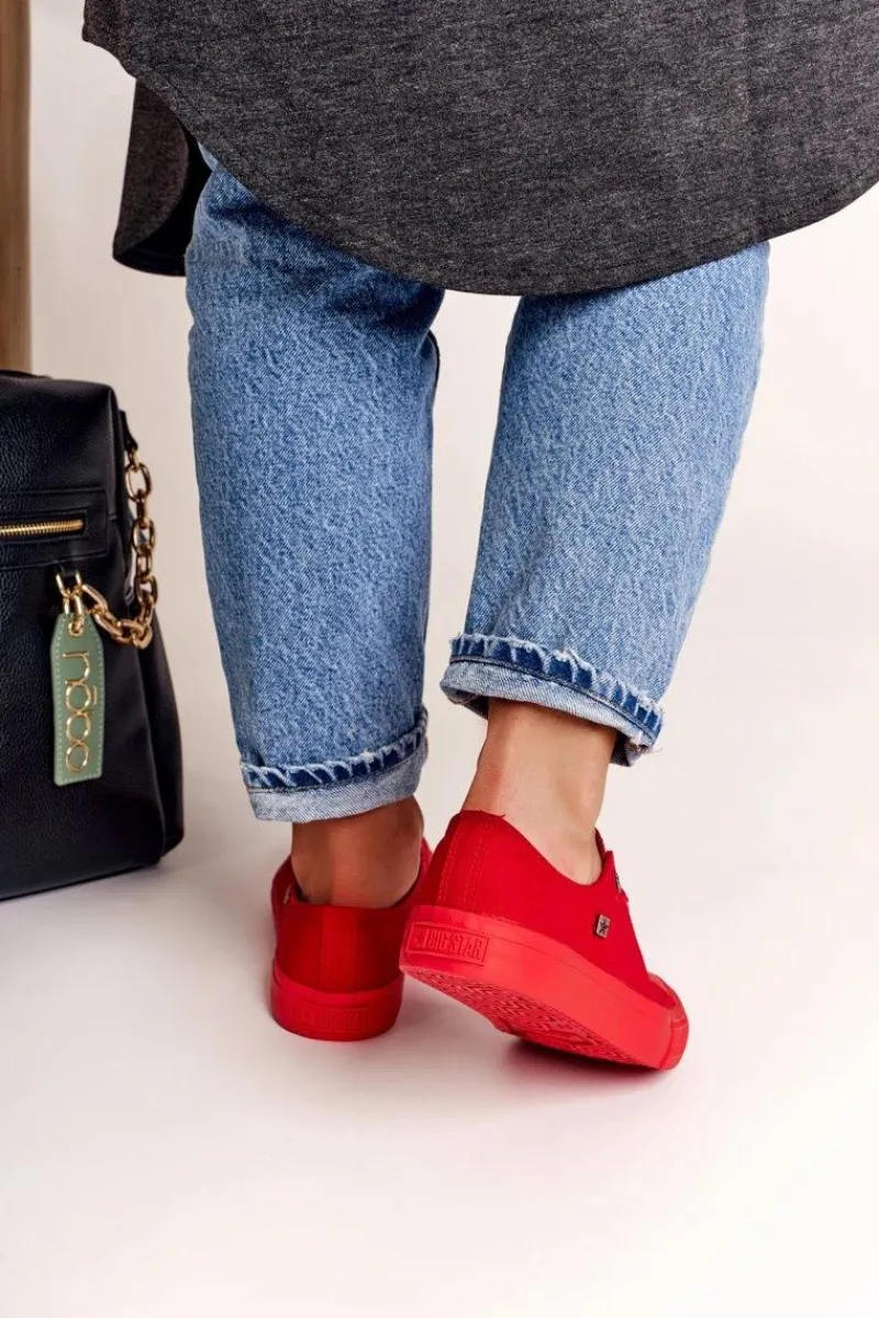 Trampki Damskie Big Star|Trampki Damskie Niskie>Big Star Shoes Damskie Klasyczne Niskie Trampki BIG STAR AA274007 Czerwone