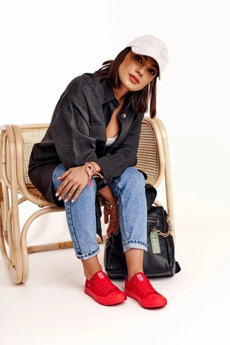 Trampki Damskie Big Star|Trampki Damskie Niskie>Big Star Shoes Damskie Klasyczne Niskie Trampki BIG STAR AA274007 Czerwone