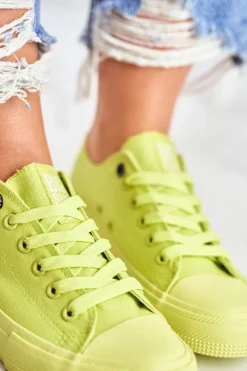 Hot Damskie Klasyczne Niskie Trampki BIG STAR AA274012 Limonkowe Damskie Trampki Damskie Big Star|Trampki Damskie Niskie