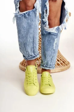 Hot Damskie Klasyczne Niskie Trampki BIG STAR AA274012 Limonkowe Damskie Trampki Damskie Big Star|Trampki Damskie Niskie