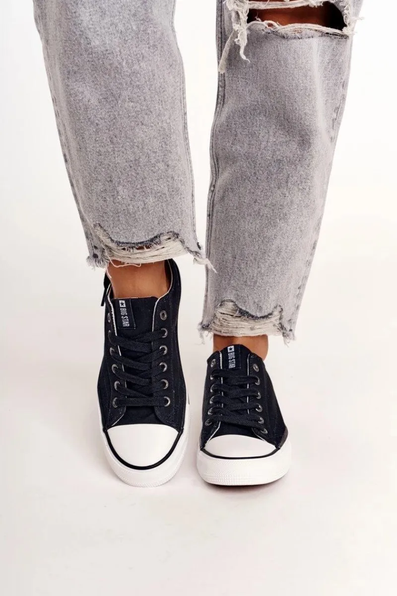 Trampki Damskie Big Star|Trampki Damskie Niskie>Big Star Shoes Damskie Klasyczne Niskie Trampki Big Star DD274338 Czarne