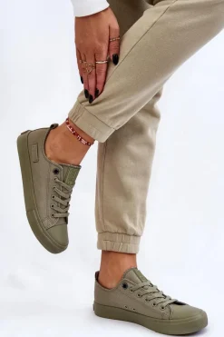 Outlet Big Star Shoes Damskie Klasyczne Niskie Trampki Big Star LL274028 Zielone