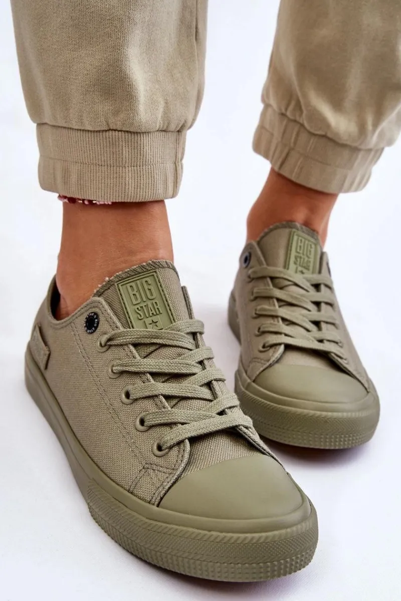 Outlet Big Star Shoes Damskie Klasyczne Niskie Trampki Big Star LL274028 Zielone