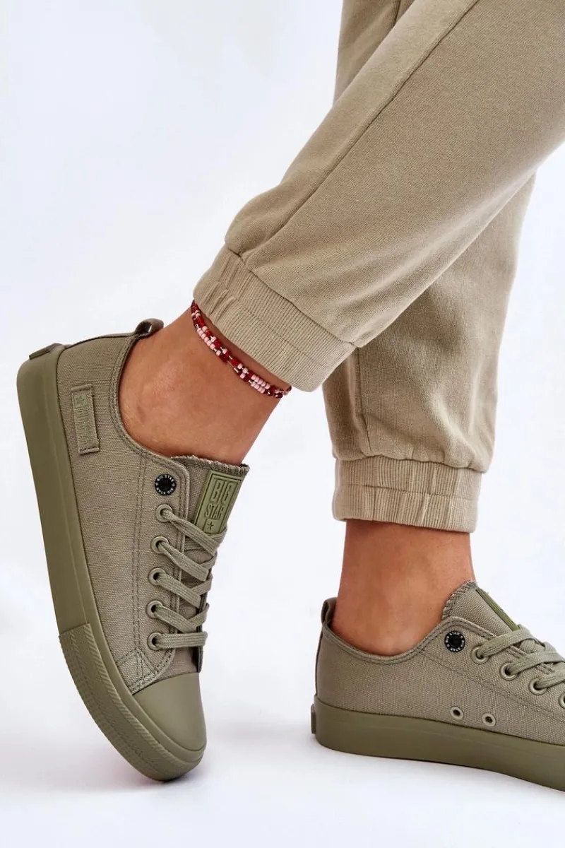 Outlet Big Star Shoes Damskie Klasyczne Niskie Trampki Big Star LL274028 Zielone