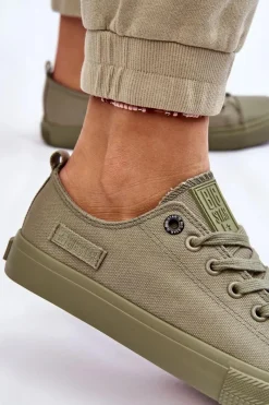 Outlet Big Star Shoes Damskie Klasyczne Niskie Trampki Big Star LL274028 Zielone