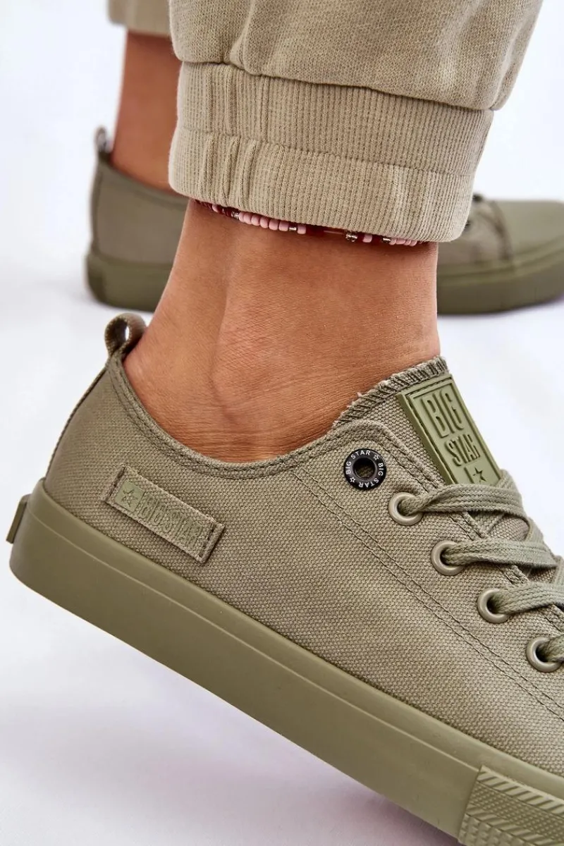 Outlet Big Star Shoes Damskie Klasyczne Niskie Trampki Big Star LL274028 Zielone