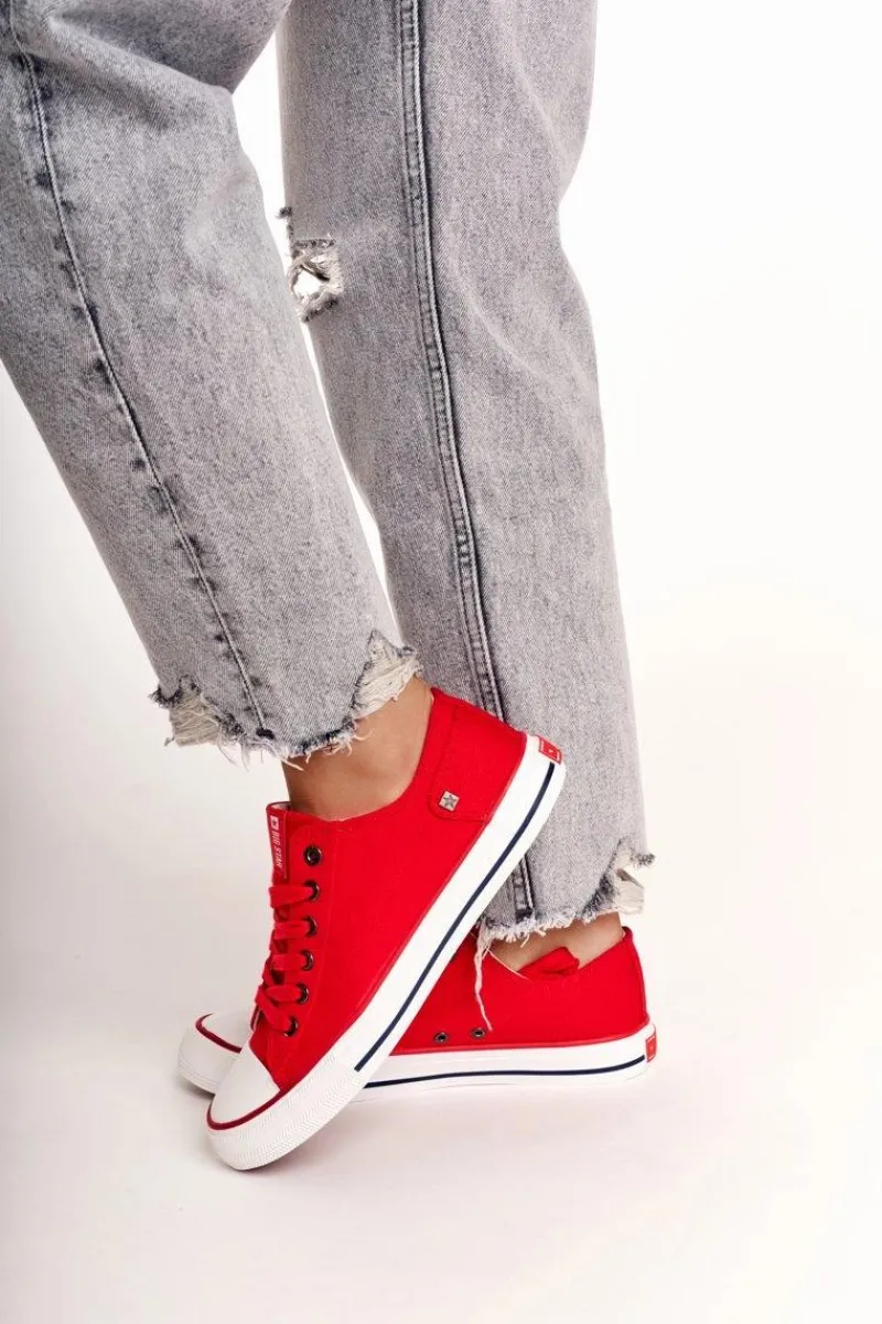 Hot Big Star Shoes Damskie Klasyczne Niskie Trampki Big Star DD274339 Czerwone Czerwony