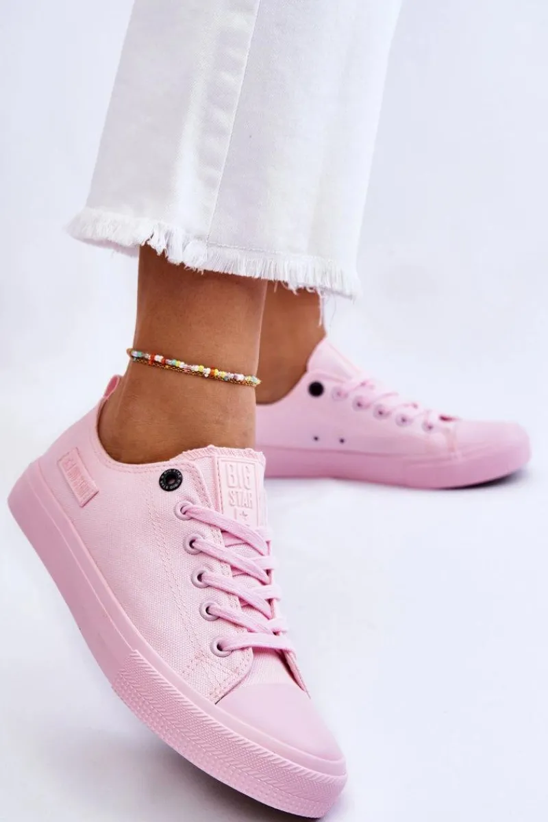 Discount Big Star Shoes Damskie Klasyczne Niskie Trampki Big Star LL274022 Jasnoróżowe
