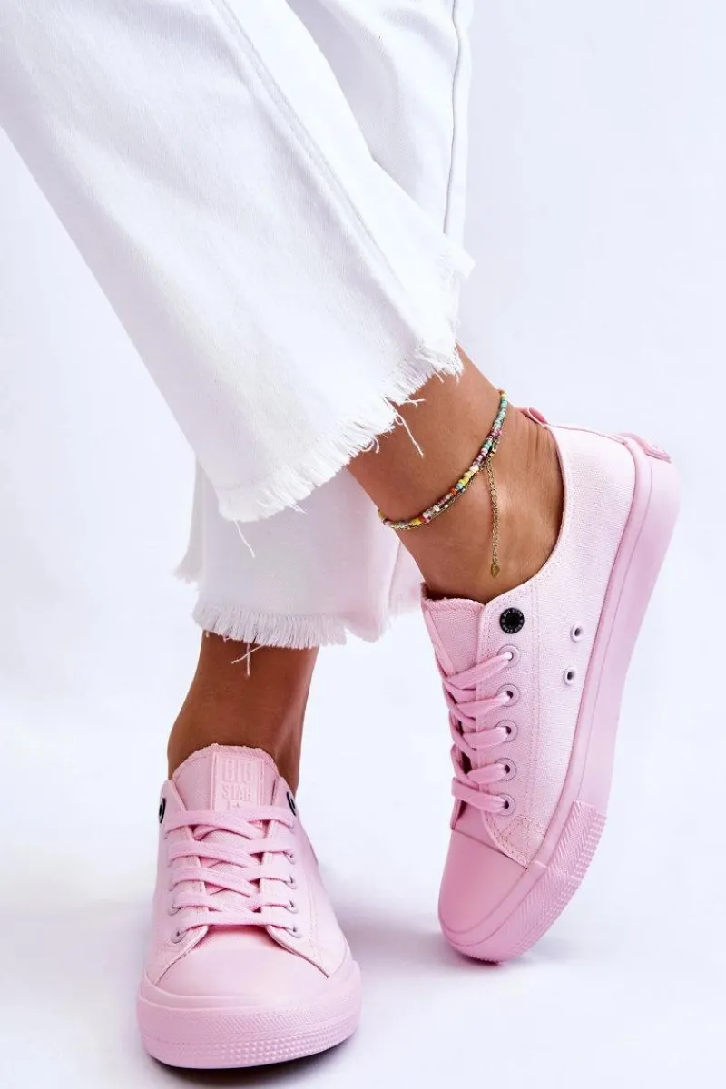 Discount Big Star Shoes Damskie Klasyczne Niskie Trampki Big Star LL274022 Jasnoróżowe