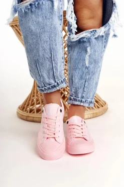 New Big Star Shoes Damskie Klasyczne Niskie Trampki BIG STAR AA274028 Różowe