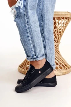 Best Big Star Shoes Damskie Klasyczne Niskie Trampki BIG STAR AA274009 Czarne